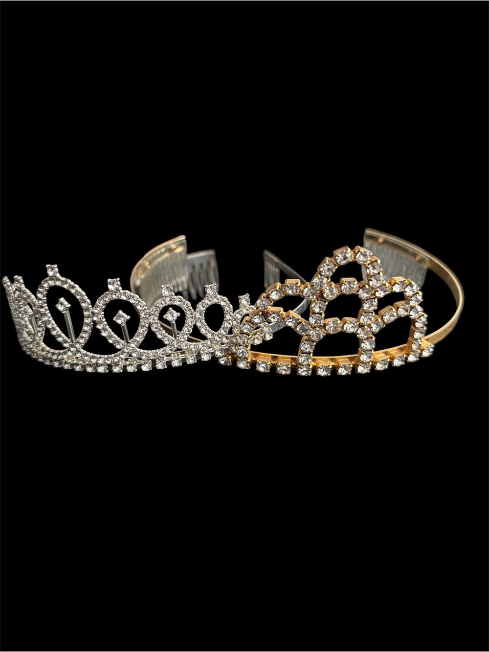 Dual-Tone Rhinestone Tiara Headband in Silver & Gold